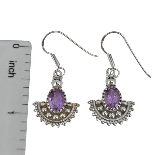Faceted Amethyst Sterling Silver Earrings On Hooks
