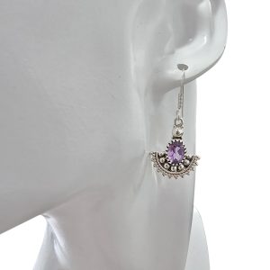 Alternative view of Faceted Amethyst Sterling Silver Earrings On Hooks