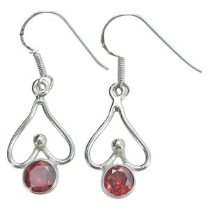 Garnet Sterling Silver Earrings On Hooks