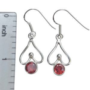 Garnet Sterling Silver Earrings On Hooks
