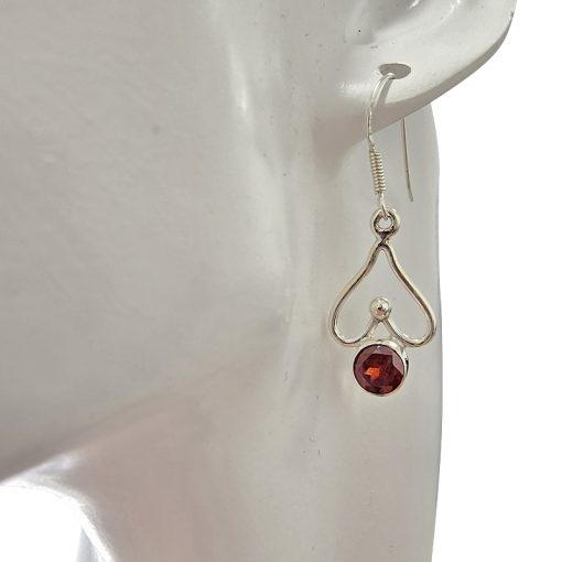 Faceted Garnet Sterling Silver Earrings On Hooks - Image 2