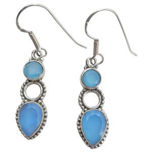 Faceted Blue Chalcedony Dangle Earrings