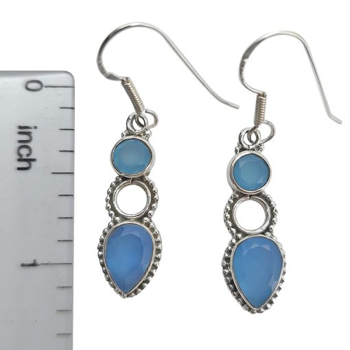 Faceted Blue Chalcedony Dangle Earrings - Image 3