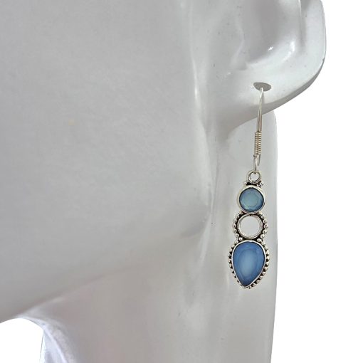 Faceted Blue Chalcedony Dangle Earrings - Image 2