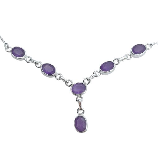 Faceted Amethyst Sterling Silver Necklace