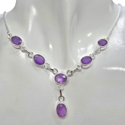 Faceted Amethyst Sterling Silver Necklace - Image 2