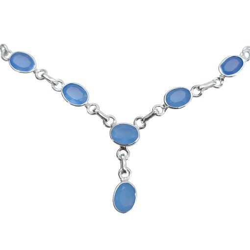Faceted Blue Chalcedony Sterling Silver Necklace