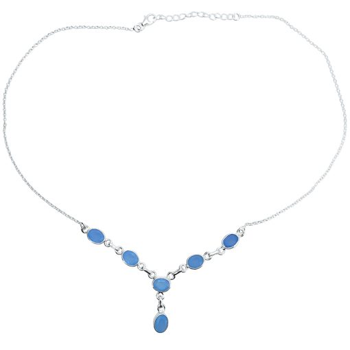 Faceted Blue Chalcedony Sterling Silver Necklace - Image 4