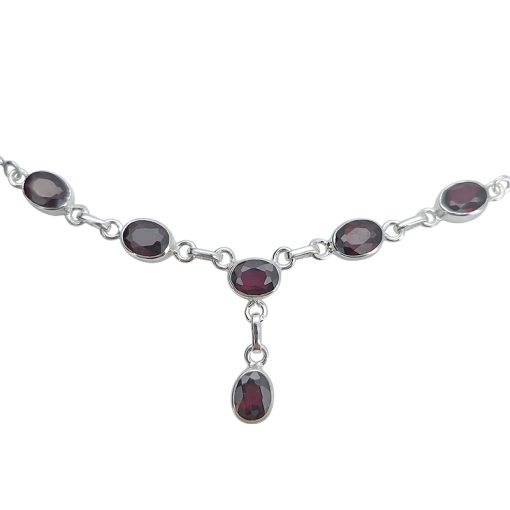 Faceted Garnet Sterling Silver Necklace