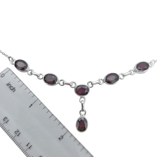 Faceted Garnet Sterling Silver Necklace - Image 3