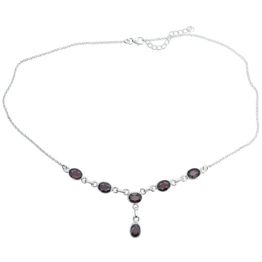 Faceted Garnet Sterling Silver Necklace - Image 4