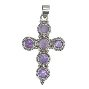 Amethyst Sterling Silver Cross Pendant