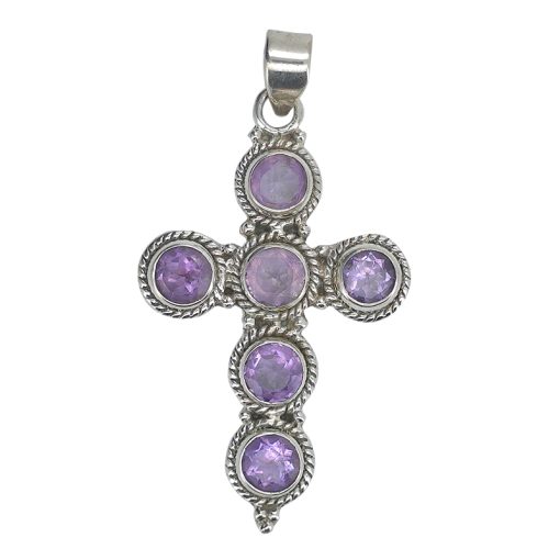 Amethyst Sterling Silver Cross Pendant