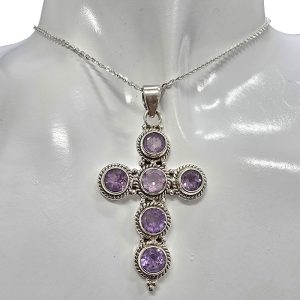 Amethyst Sterling Silver Cross Pendant