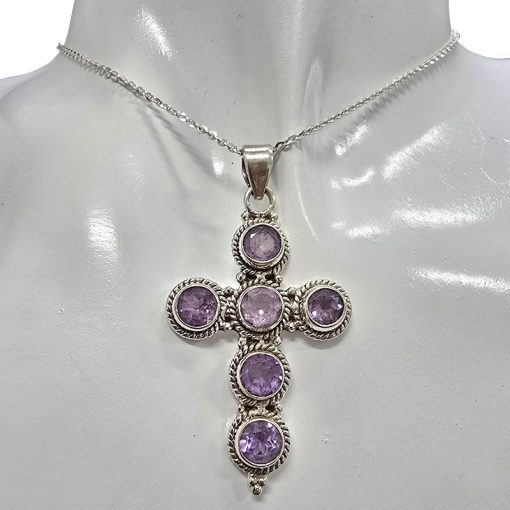 Amethyst Sterling Silver Cross Pendant