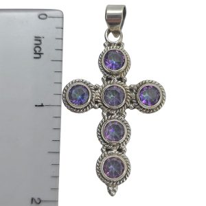 Amethyst Sterling Silver Cross Pendant