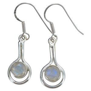 Faceted Moonstone Sterling Silver Earrings On Hooks