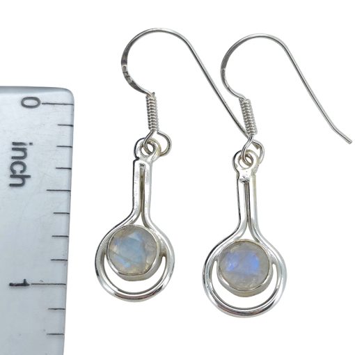 Faceted Moonstone Sterling Silver Earrings On Hooks