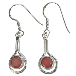 Faceted Red Onyx Sterling Silver Earrings On Hooks