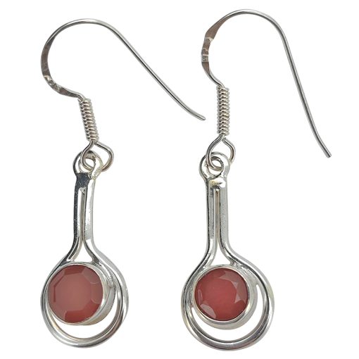 Faceted Red Onyx Sterling Silver Earrings On Hooks
