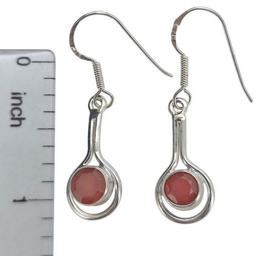 Faceted Red Onyx Sterling Silver Earrings On Hooks