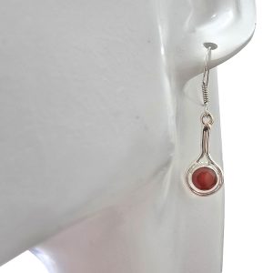Alternative view of Faceted Red Onyx Sterling Silver Earrings On Hooks
