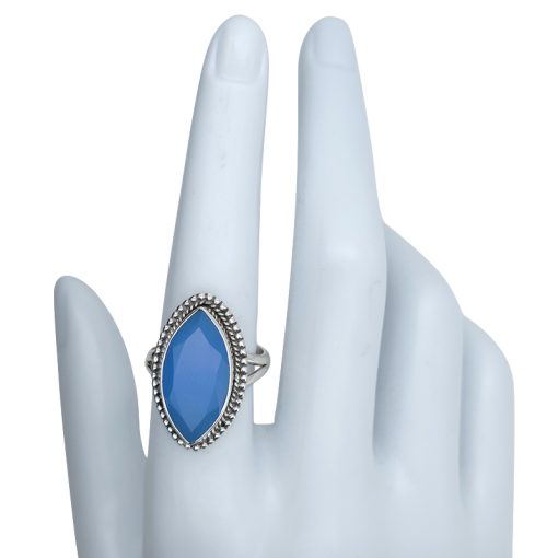 Faceted Blue Chalcedony Sterling Silver Ring - Image 3