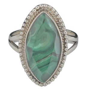Faceted Malachite Sterling Silver Ring