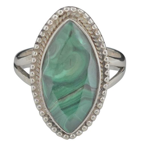 Faceted Malachite Sterling Silver Ring