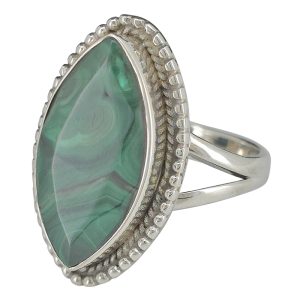Faceted Malachite Sterling Silver Ring