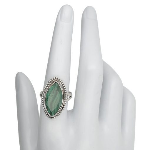 Faceted Malachite Sterling Silver Ring - Image 3