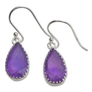 Faceted Amethyst Sterling Silver Earrings On Hooks