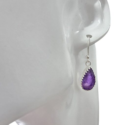 Faceted Amethyst Sterling Silver Earrings On Hooks - Image 2