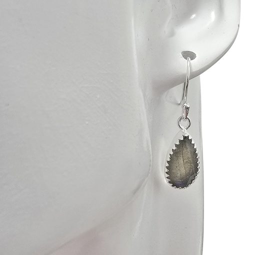 Faceted Labradorite Sterling Silver Earrings On Hooks - Image 2
