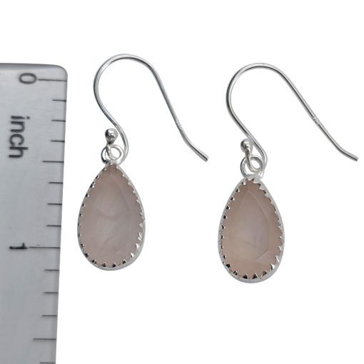 Faceted Rose Quartz Sterling Silver Earrings On Hooks