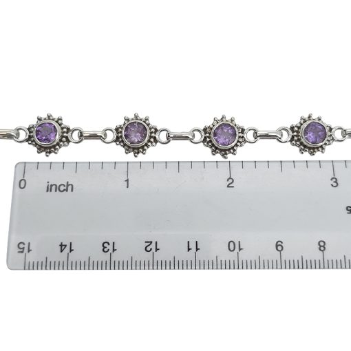 Faceted Amethyst Sterling Silver Link Bracelet - Image 3