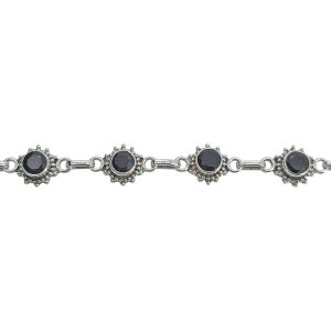 Faceted Black Onyx Sterling Silver Link Bracelet
