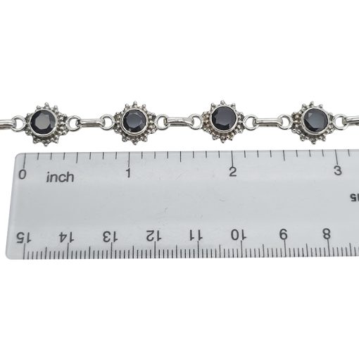 Faceted Black Onyx Sterling Silver Link Bracelet - Image 3