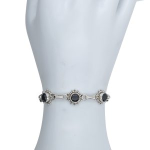 Alternative view of Faceted Black Onyx Sterling Silver Link Bracelet