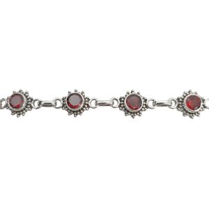 Faceted Garnet Sterling Silver Link Bracelet