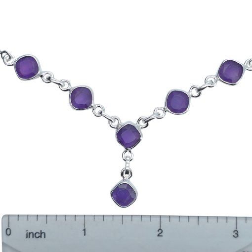 Faceted Square Amethyst Sterling Silver Necklace - Image 3