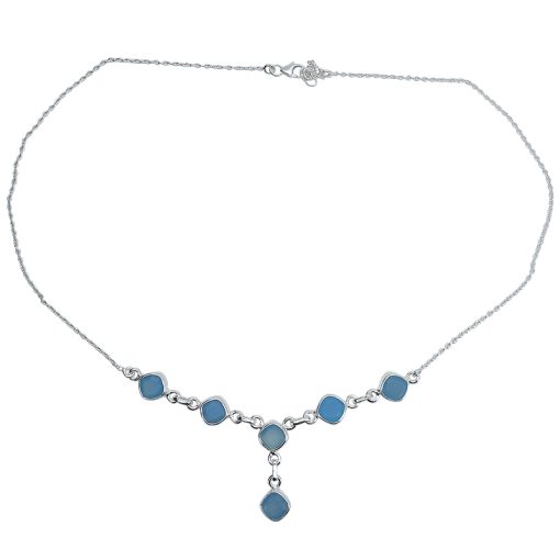 Faceted Blue Chalcedony Sterling Silver Necklace - Image 3