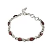 Garnet Stones Sterling Silver Link Bracelet.