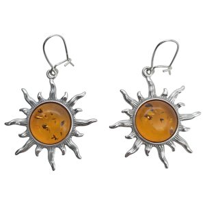 Cognac Amber Sun Dangle Earrings