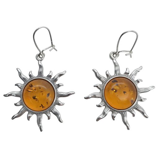 Cognac Amber Sun Dangle Earrings
