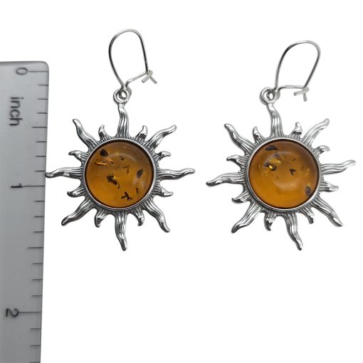 Cognac Amber Sun Dangle Earrings - Image 3