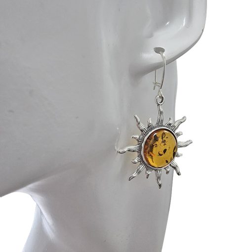 Cognac Amber Sun Dangle Earrings - Image 2