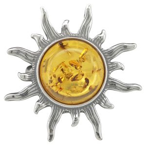 Sun Cognac Amber Sterling Silver Adjustable Ring