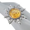 Sun Cognac Amber Sterling Silver Adjustable Ring
