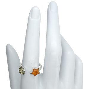 Alternative view of Multi Color Amber Sterling Silver Star Adjustable Ring